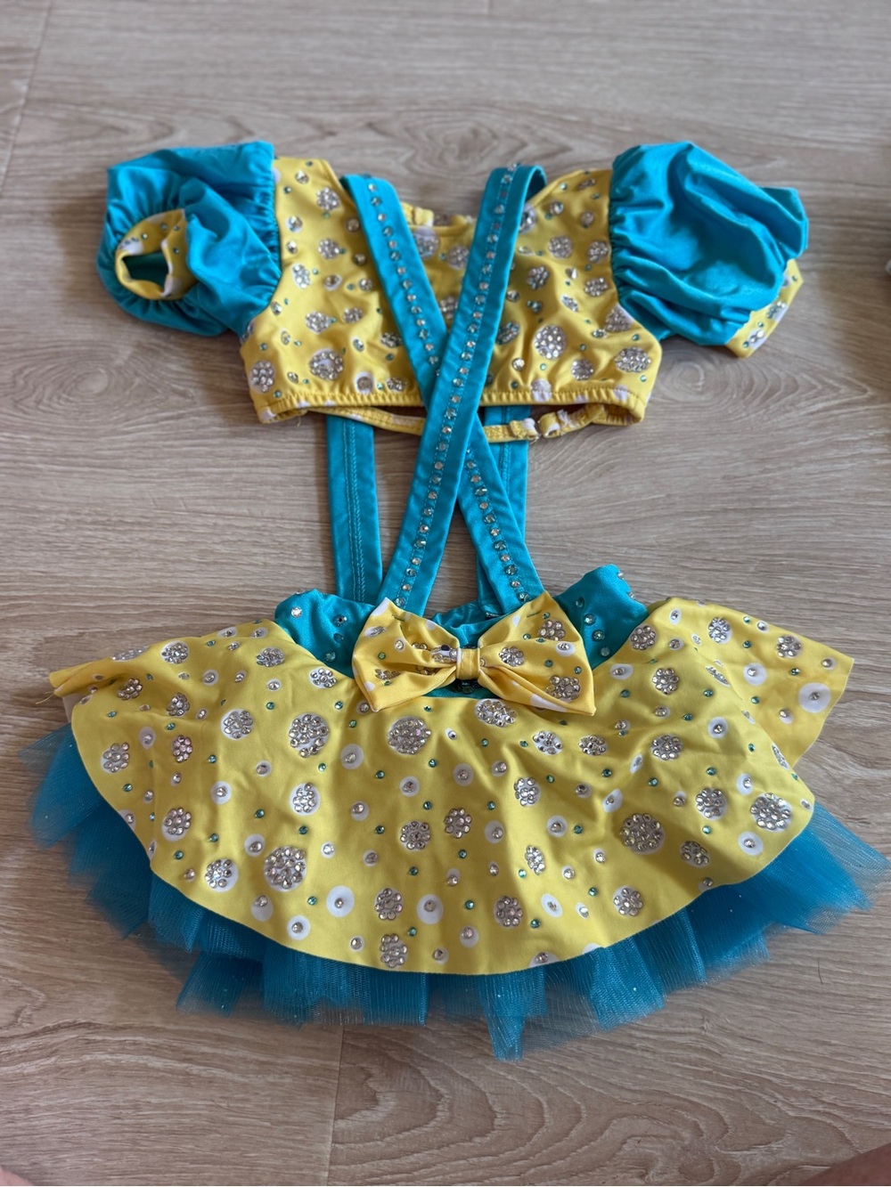 2 Glamour Yellow and Teal Sequin Dance Costume
